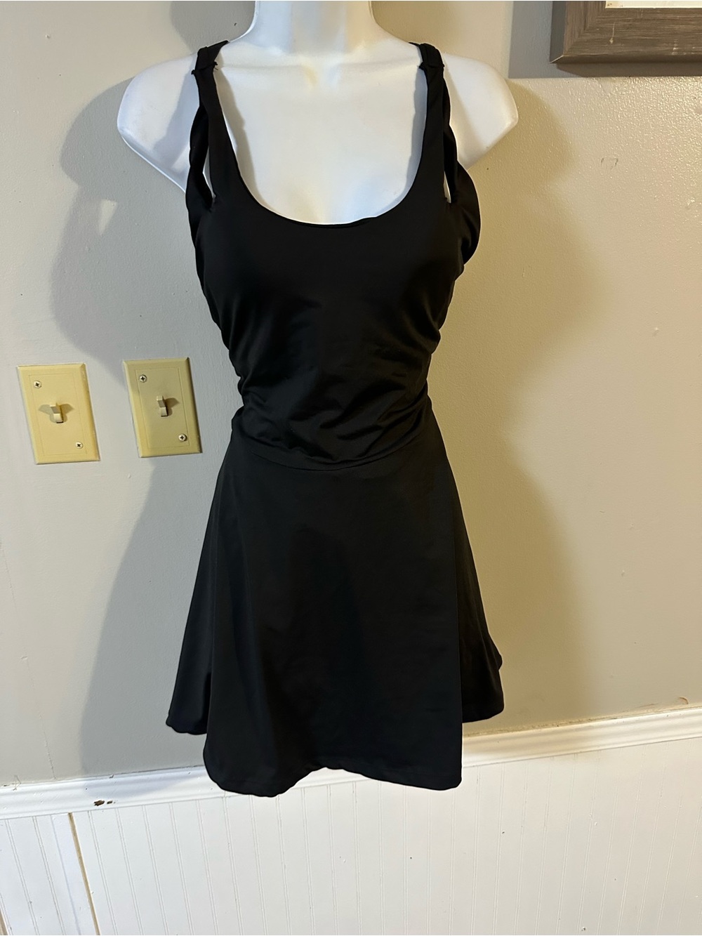 SHEIN Black Knotted-Strap Mini Dress